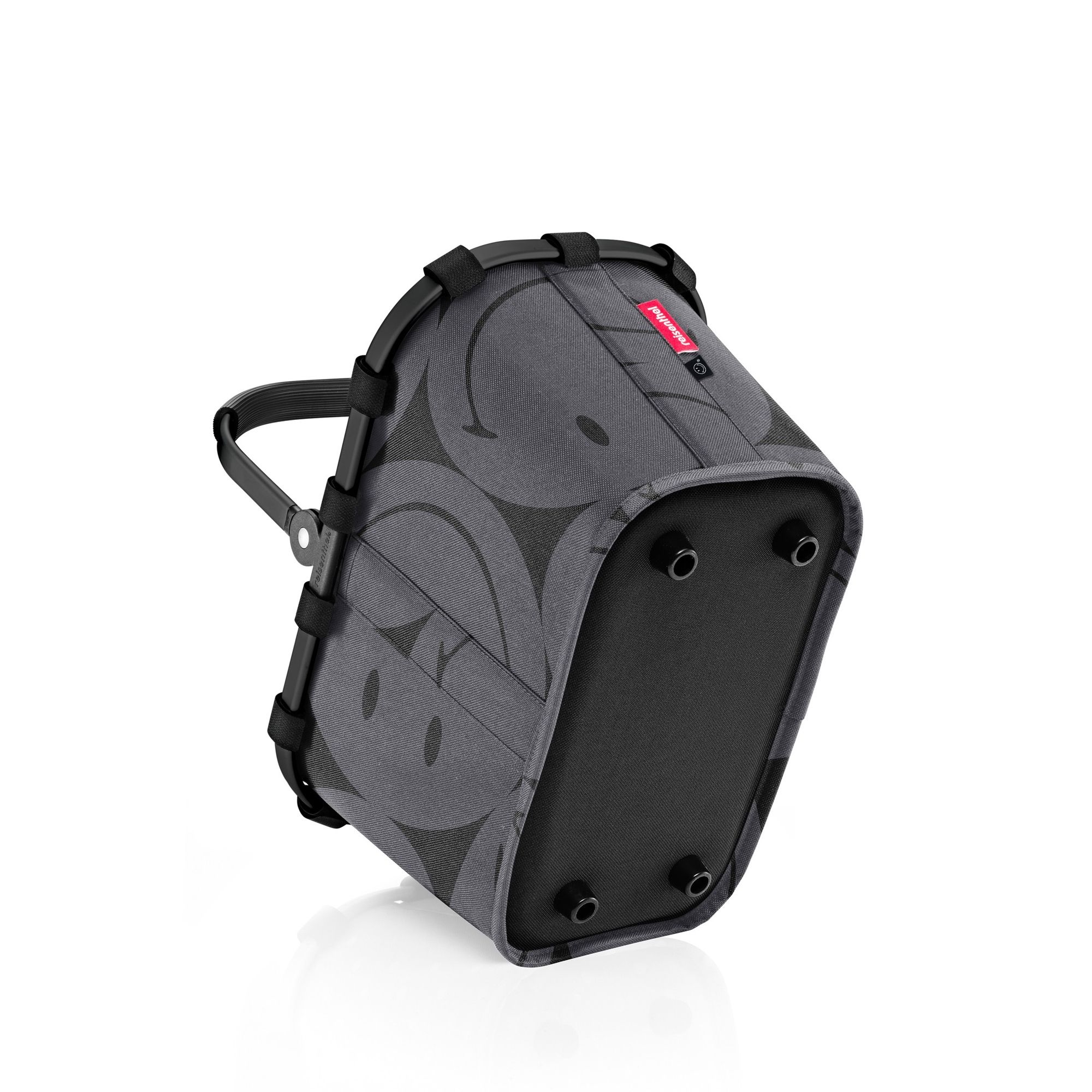 Stabiler grauer Fahrradkorb mit Smiley-Muster