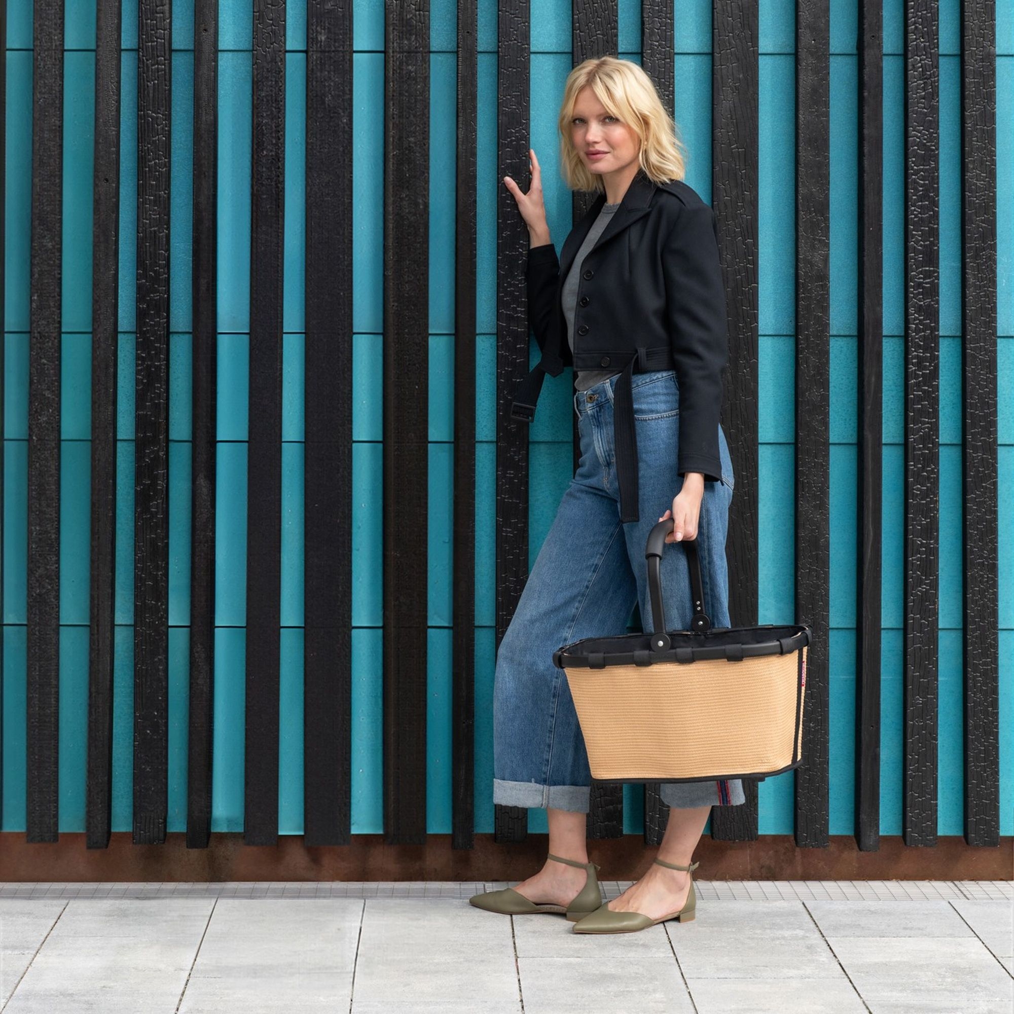 reisenthel - carrybag - frame raffia black