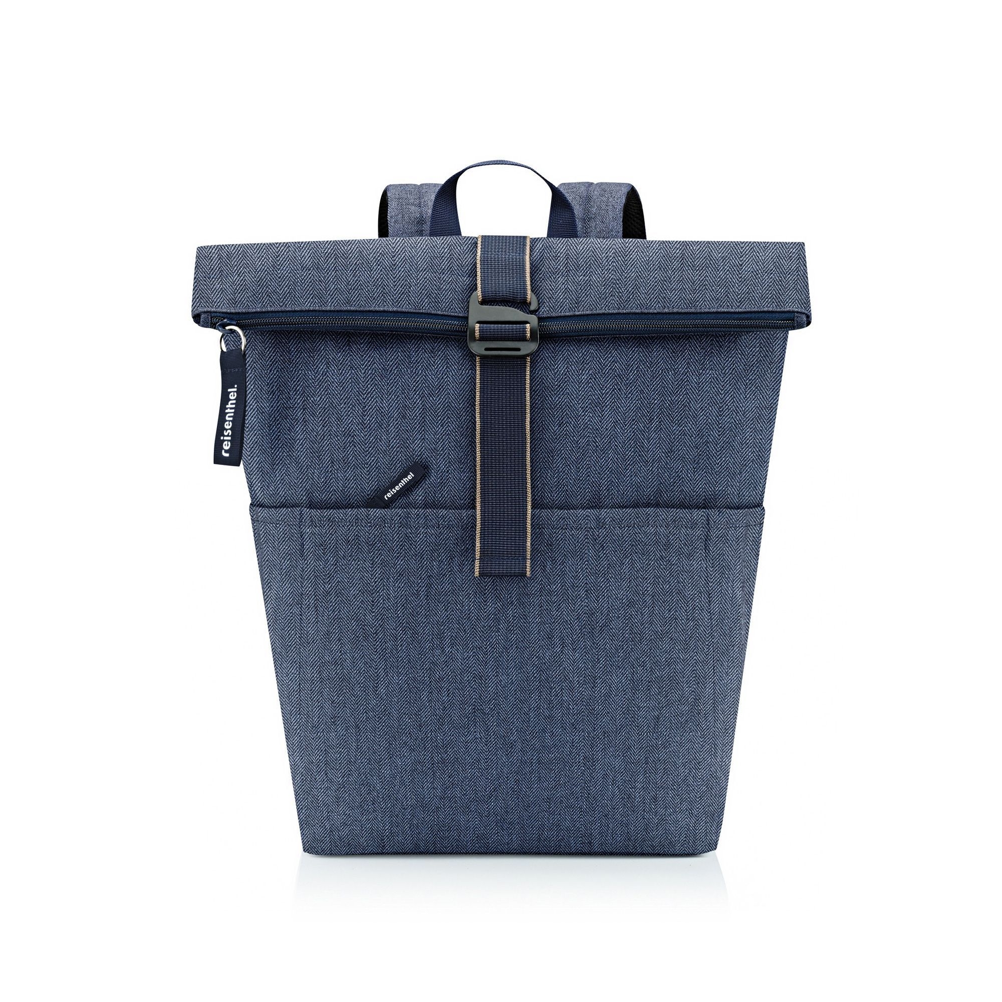 reisenthel - rolltop backpack -  herringbone dark blue