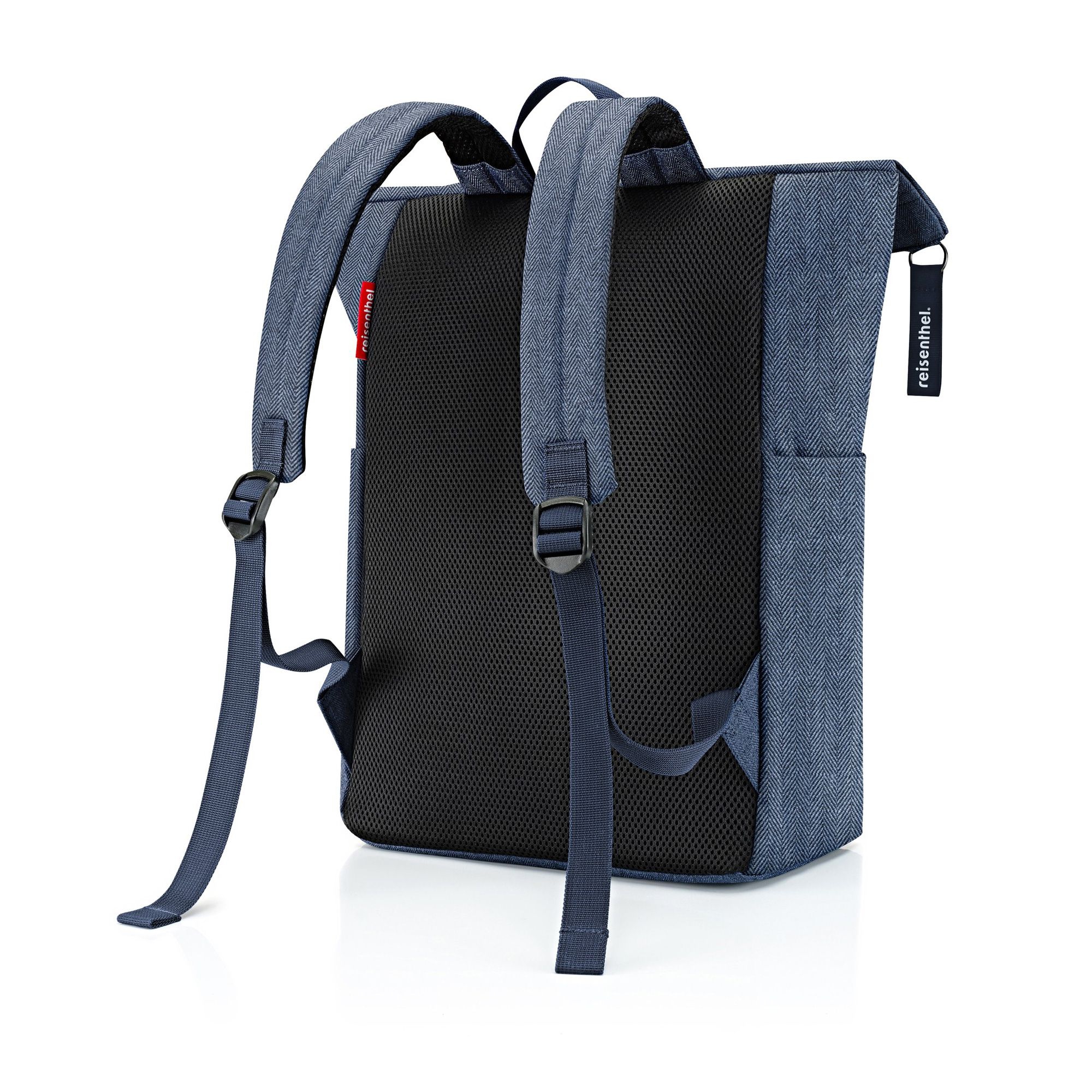 reisenthel - rolltop backpack -  herringbone dark blue