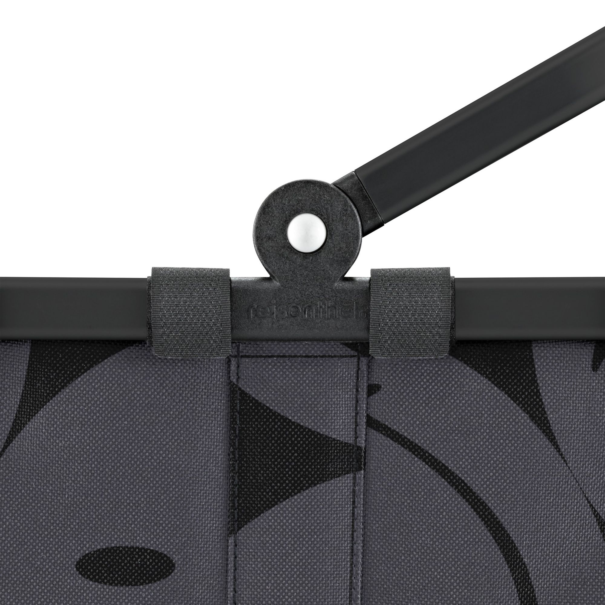 Nahaufnahme Griffgelenk an grauem Einkaufskorb