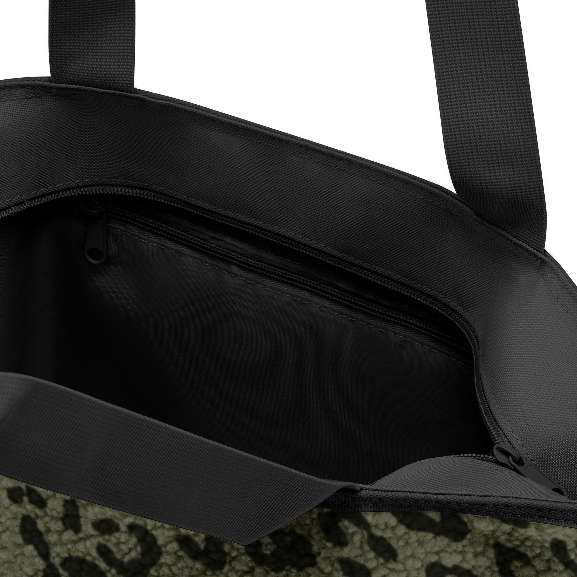 Schwarze Tragetasche mit Reißverschluss-Innenfach und Henkel