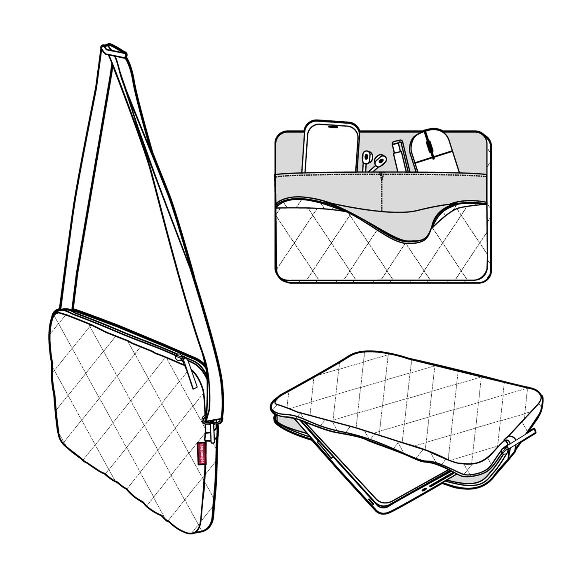 reisenthel - netbook sleeve - rhombus light grey