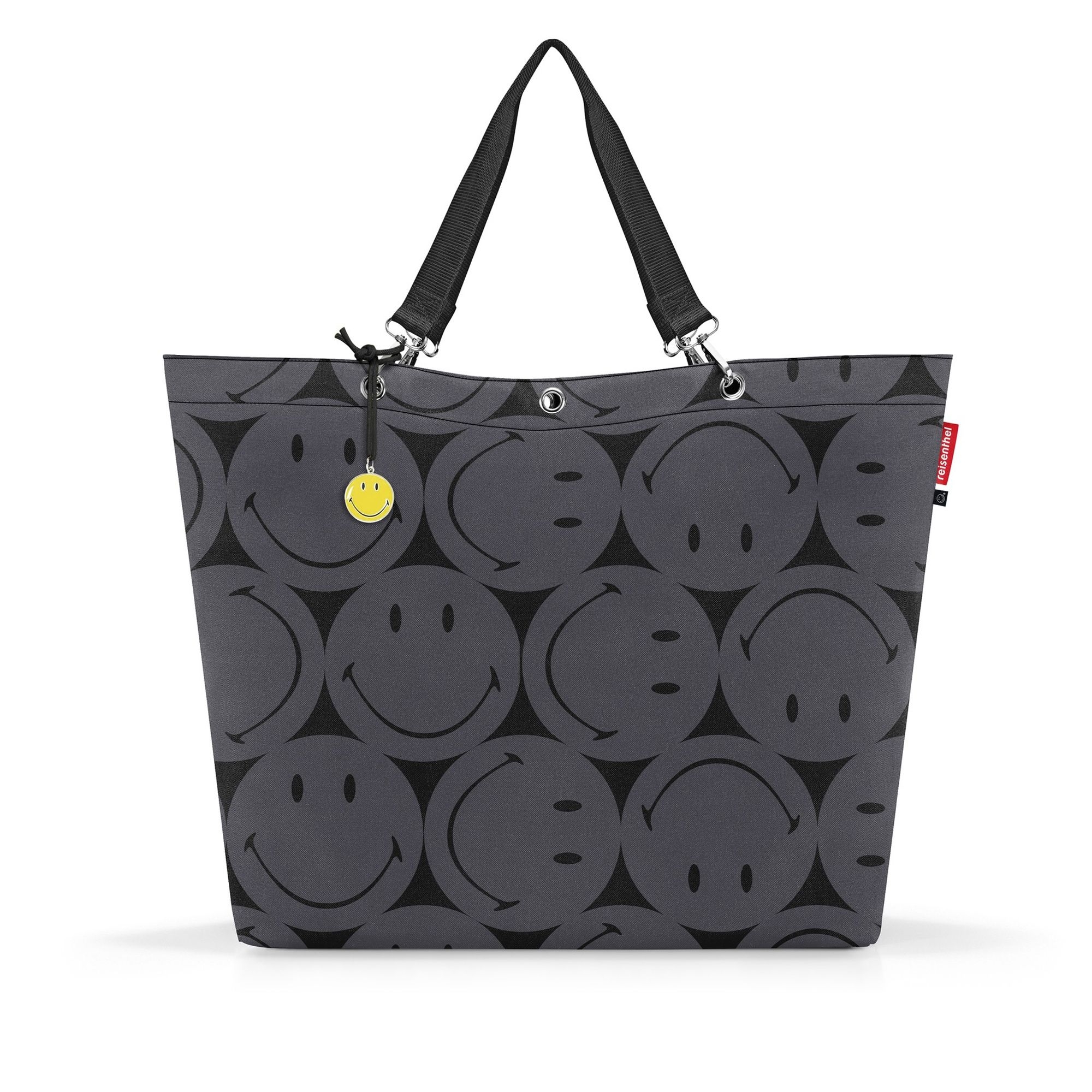 Reisenthel Shopper mit schwarzen Smileys auf grau