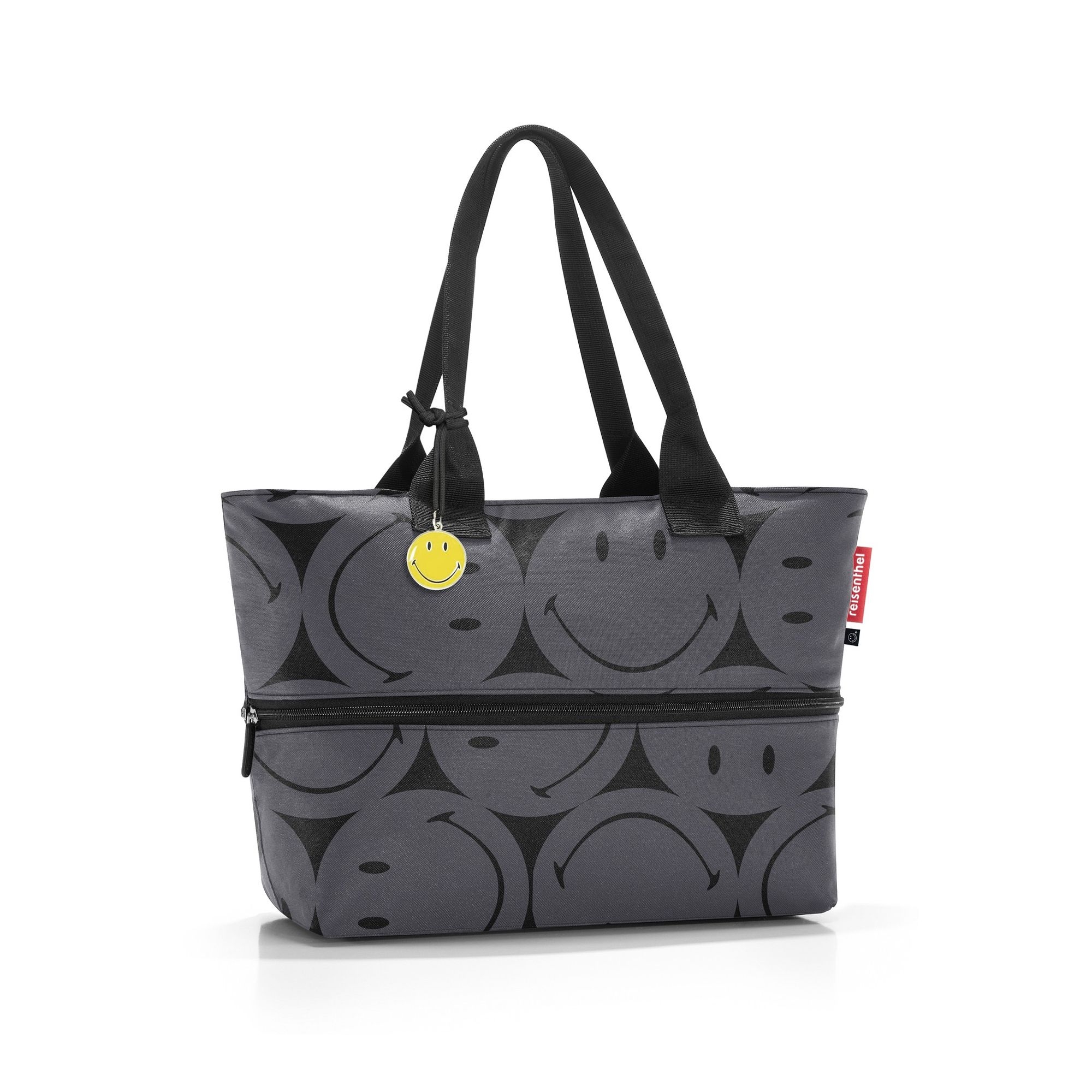 Reisenthel Shopper Tasche mit Smiley Motiv in Grau und Schwa