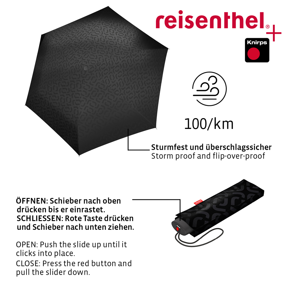 reisenthel - umbrella pocket mini - signature black hot print