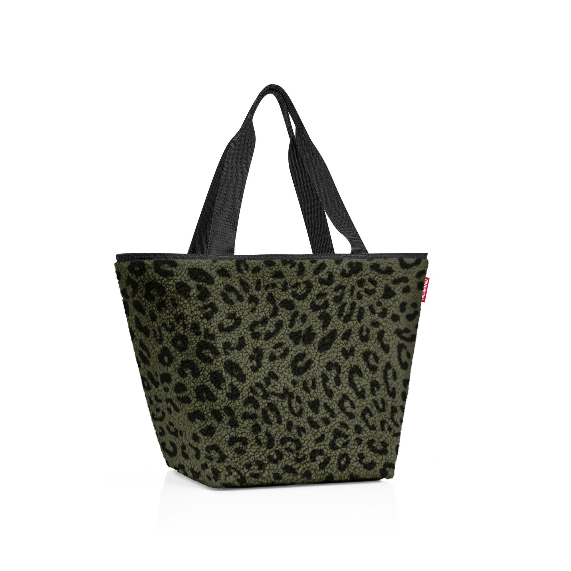 Tasche aus Teddy-Fleece mit Leopardenmuster in Grün
