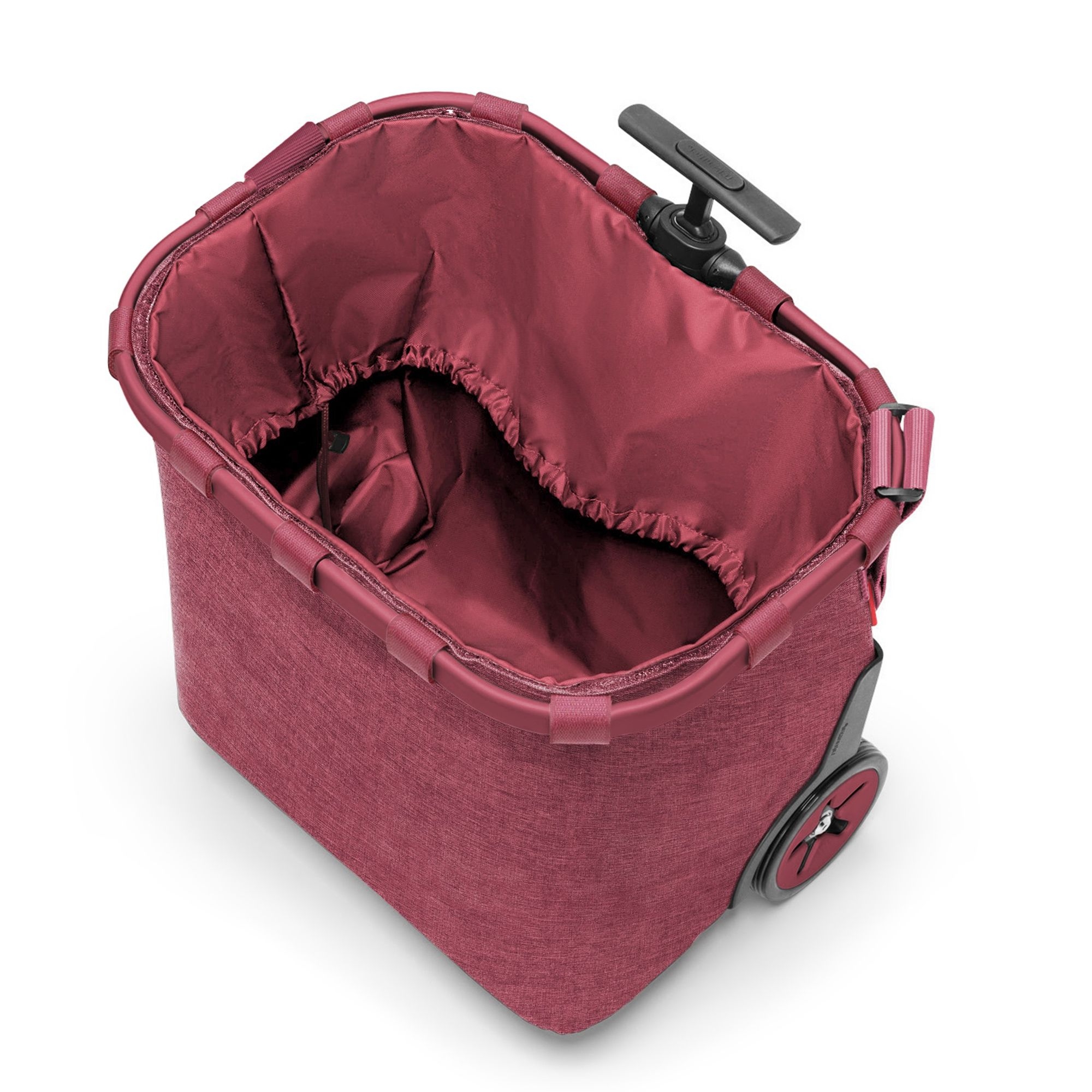 Bordeauxfarbener Einkaufstrolley mit stabilem Rollkorb