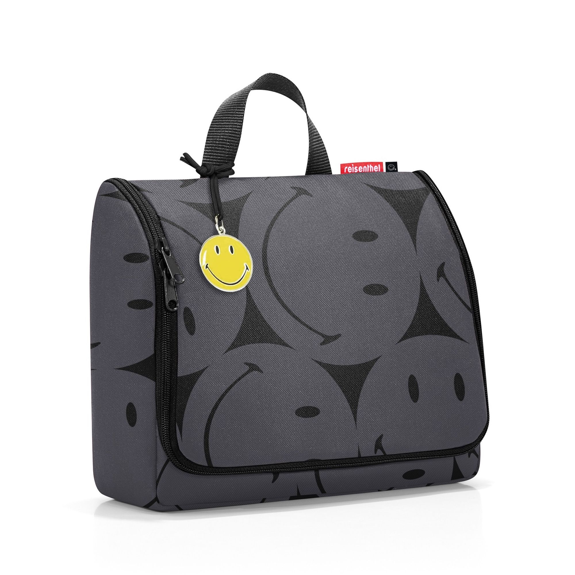 Kulturtasche mit Smiley-Motiv und Tragegriff